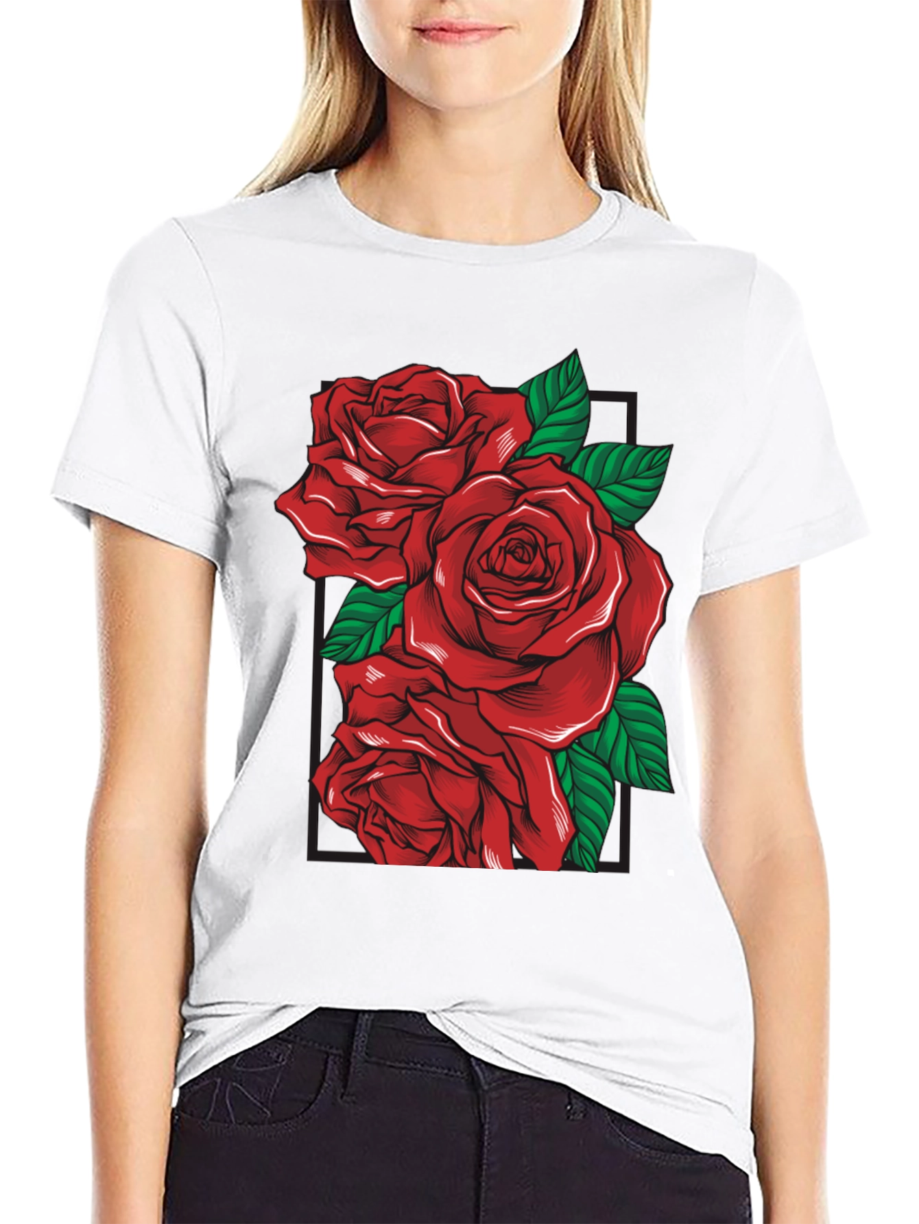 Rose Graphic Black T-Shirt