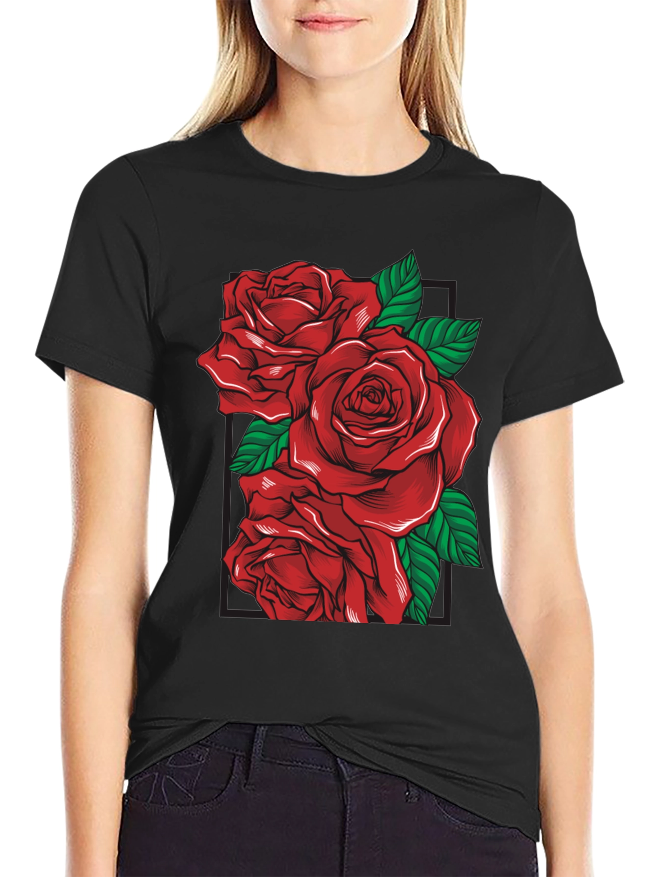 Rose Graphic Black T-Shirt