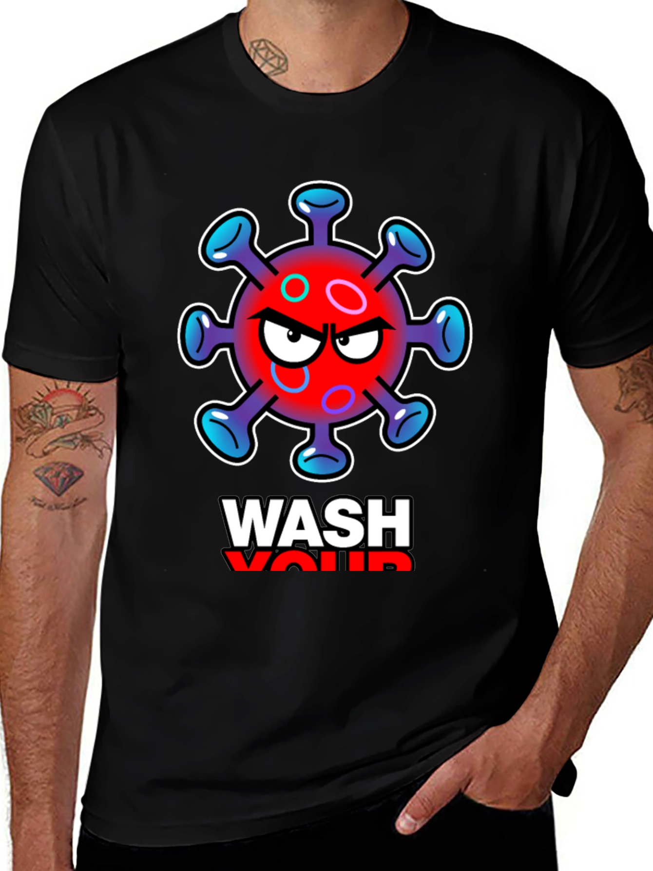 Wash Your Hands Black Graphic Tee