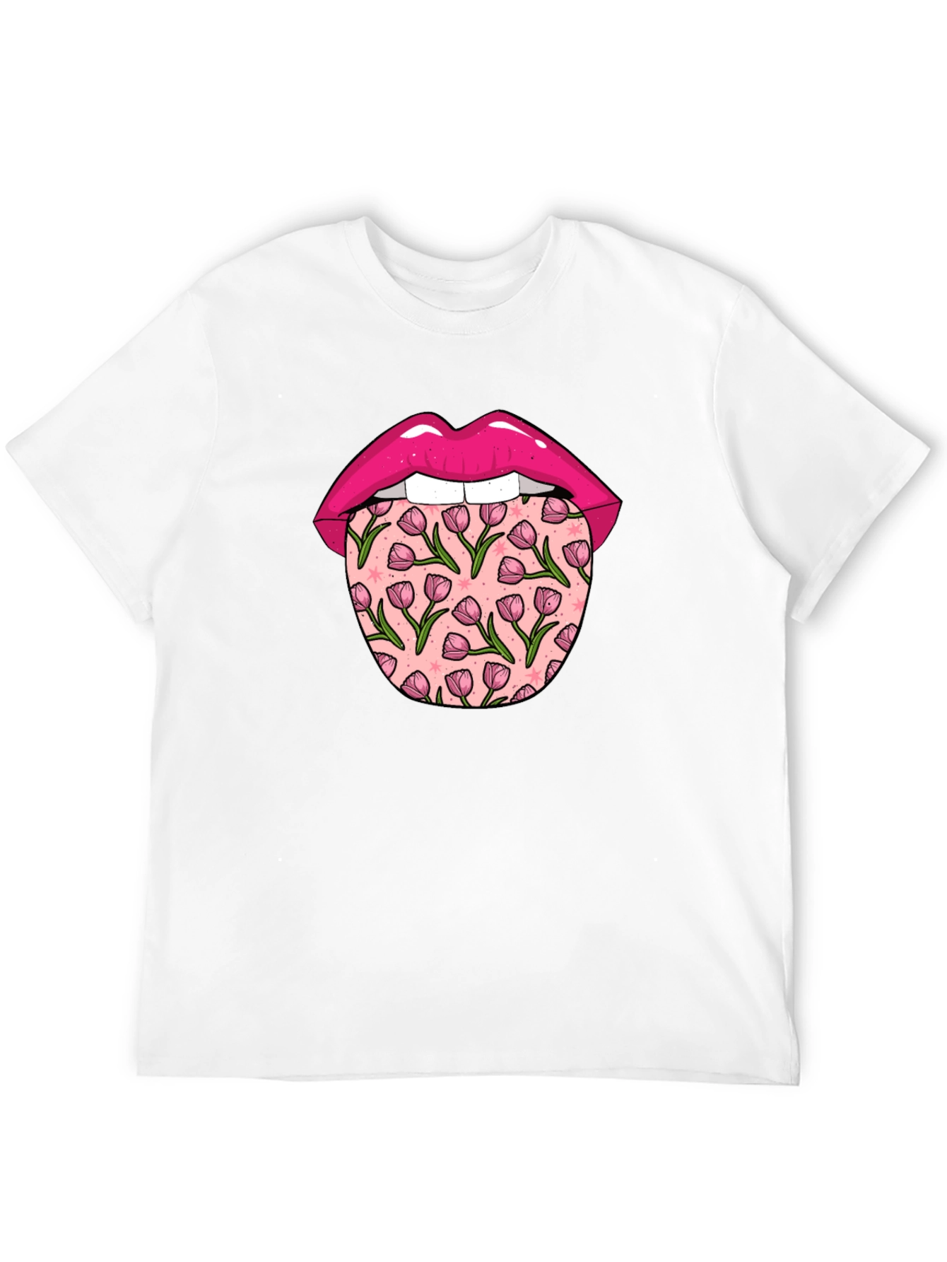 Floral Tongue Graphic Tee - Unique Design T-Shirt