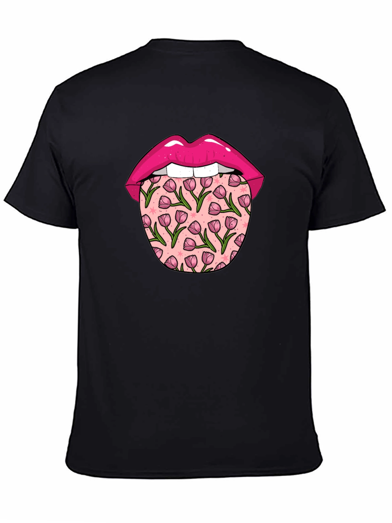 Floral Tongue Graphic Tee - Unique Design T-Shirt