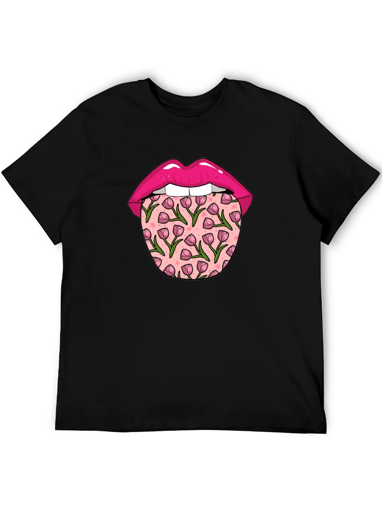 Floral Tongue Graphic Tee - Unique Design T-Shirt