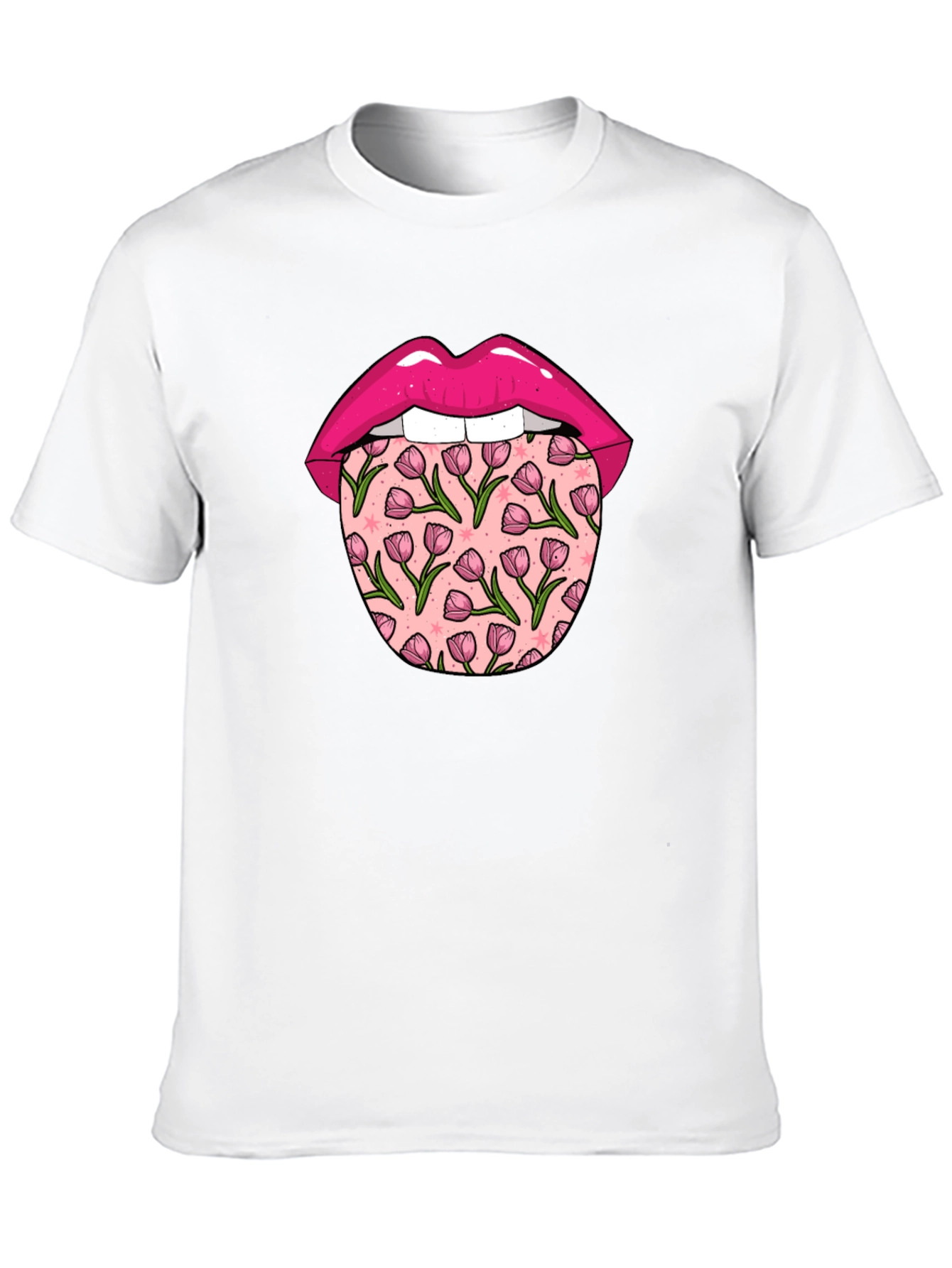 Floral Tongue Graphic Tee - Unique Design T-Shirt