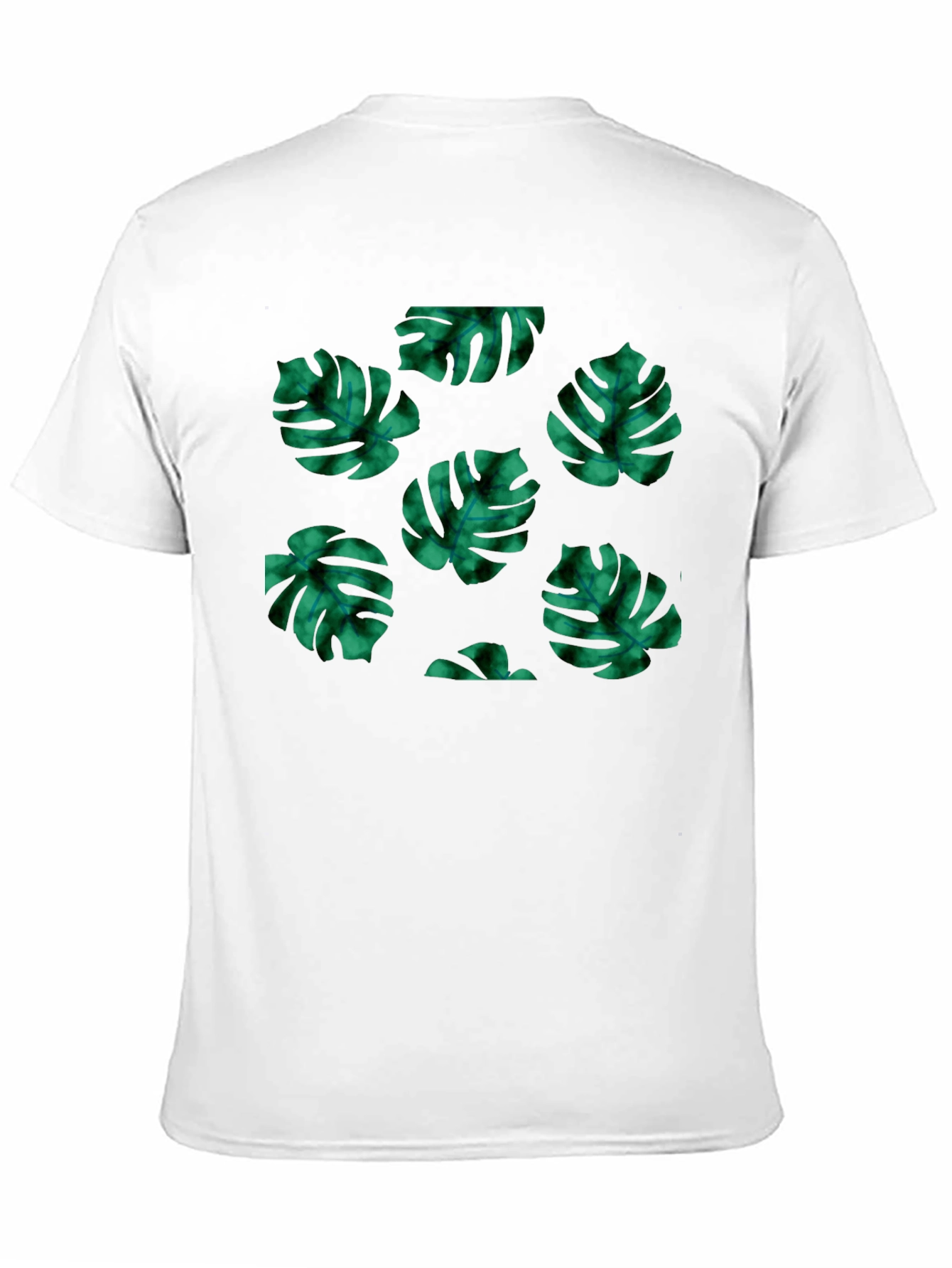 Tropical Leaf Pattern Black T-Shirt