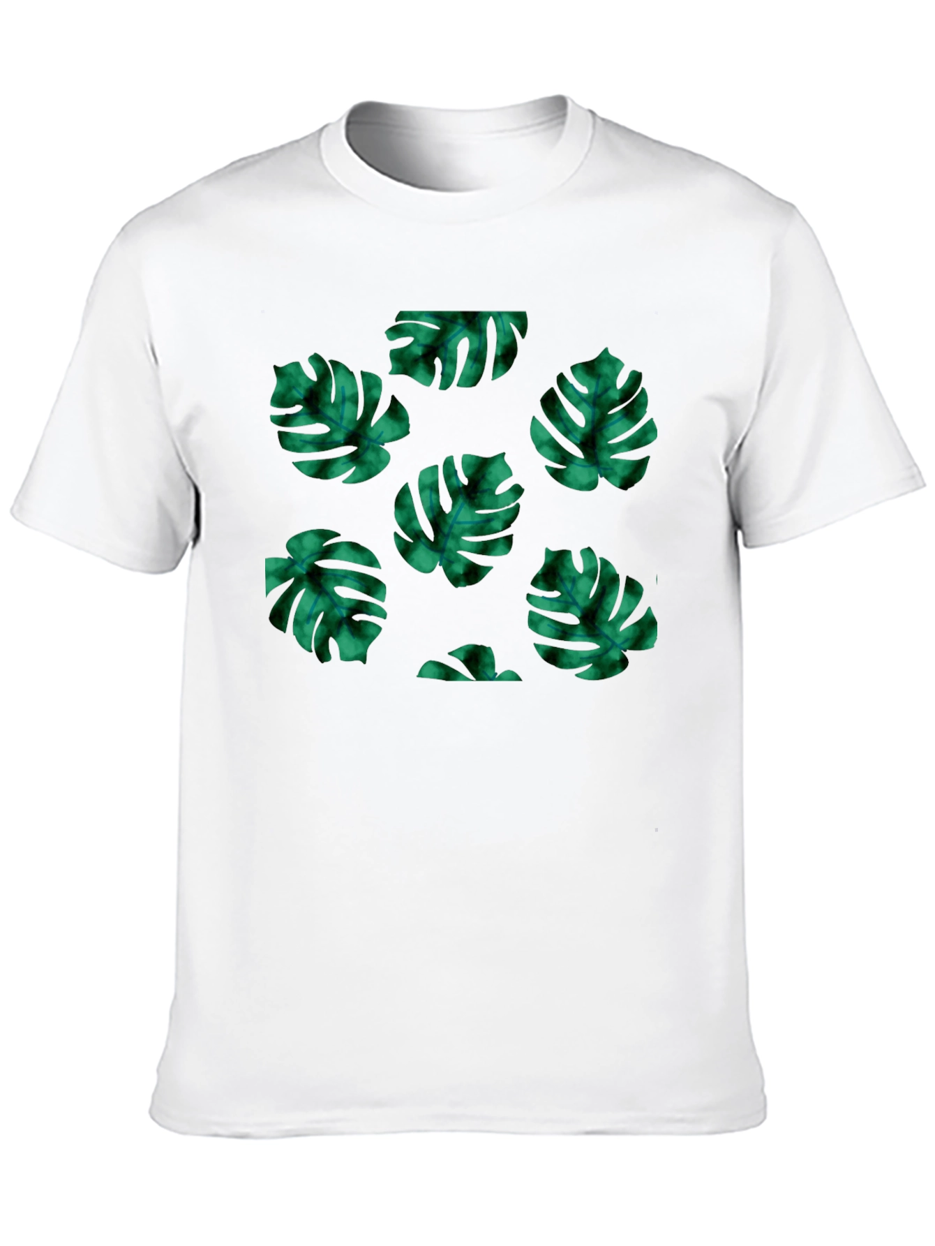 Tropical Leaf Pattern Black T-Shirt