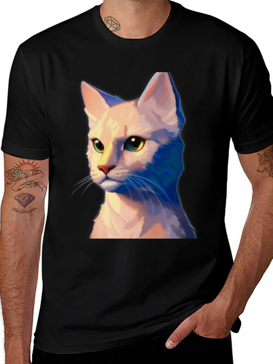 Cat Portrait Graphic Tee - Unisex Soft Black T-Shirt