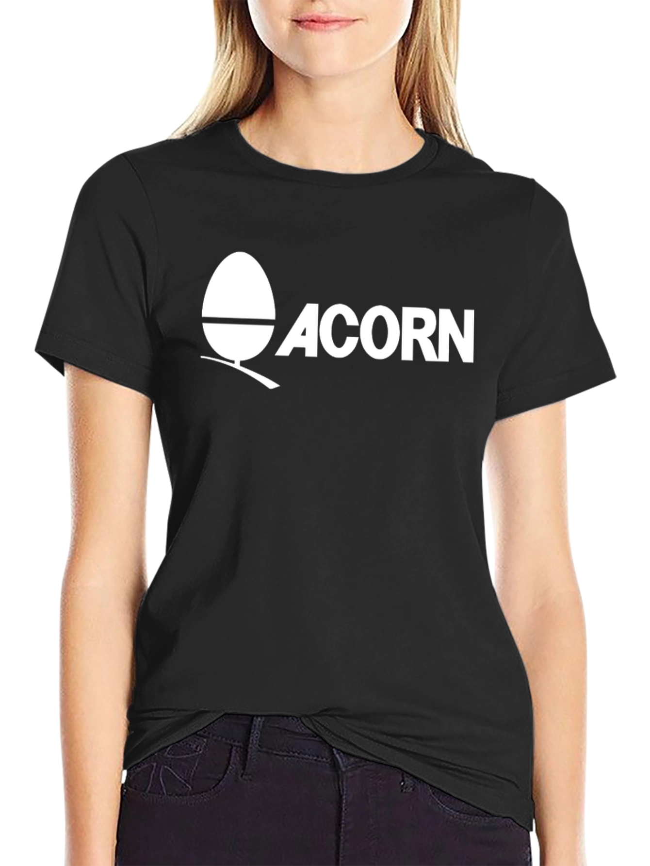 Acorn Logo Graphic T-Shirt - Black