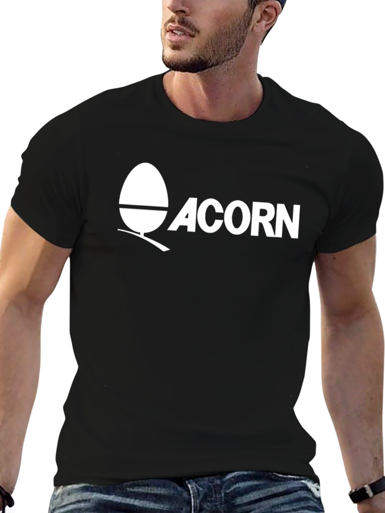 Acorn Logo Graphic T-Shirt - Black