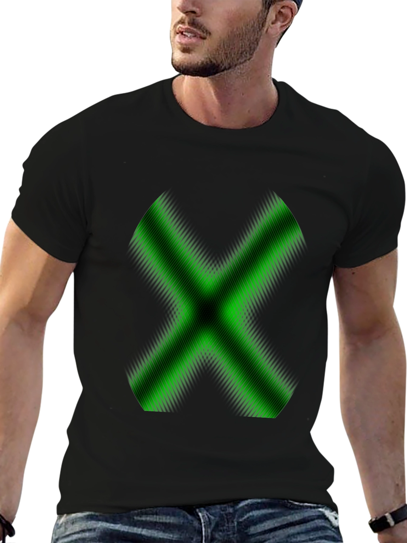 Green X Graphic Black T-Shirt - Gamer Style