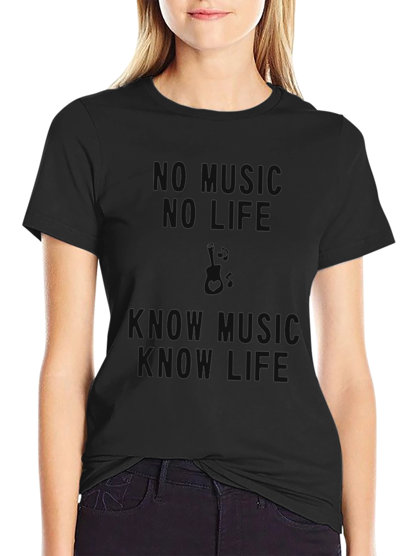 No Music No Life Graphic Tee - Black