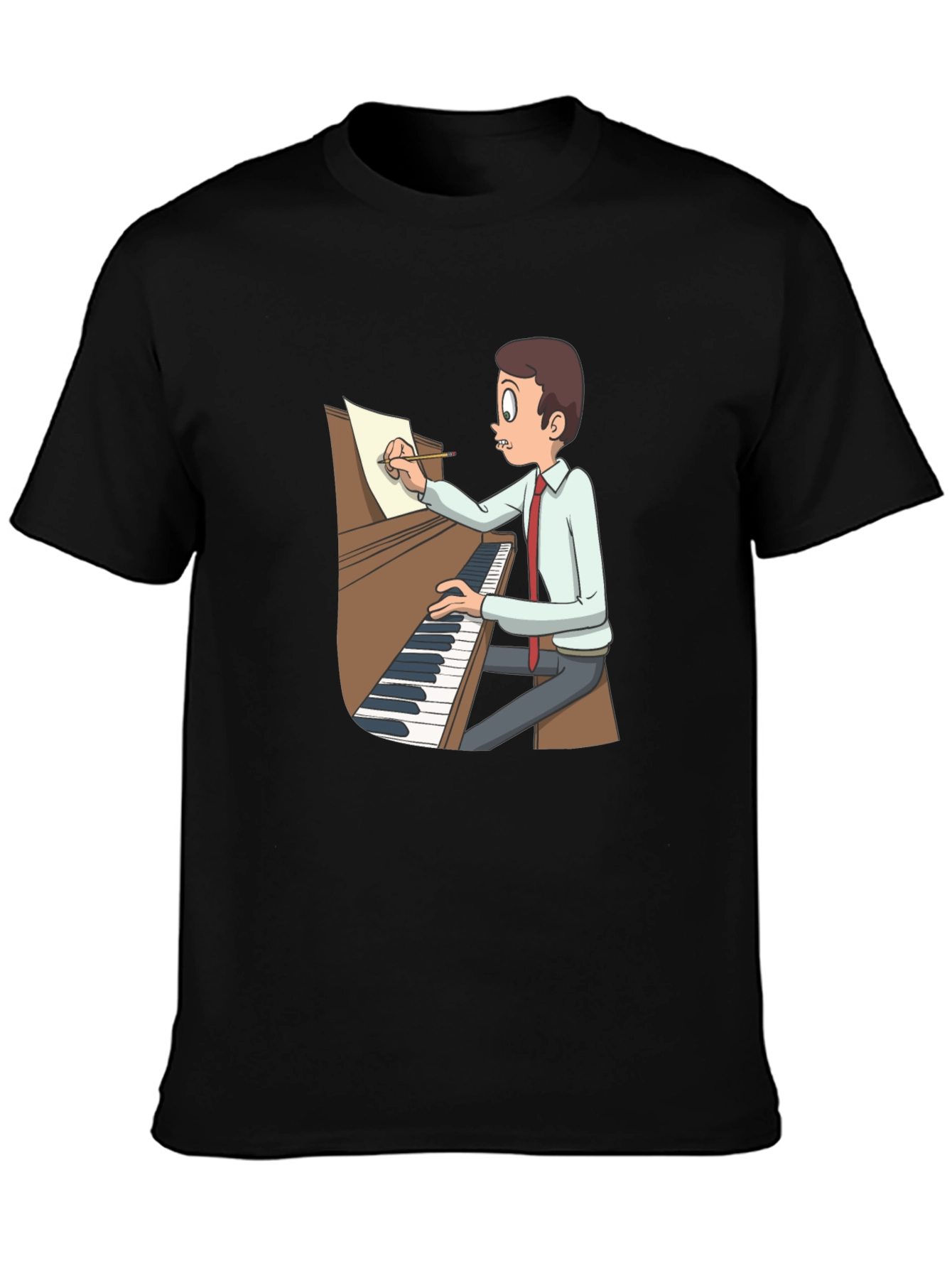 Cartoon Pianist T-Shirt - Music Lover Tee