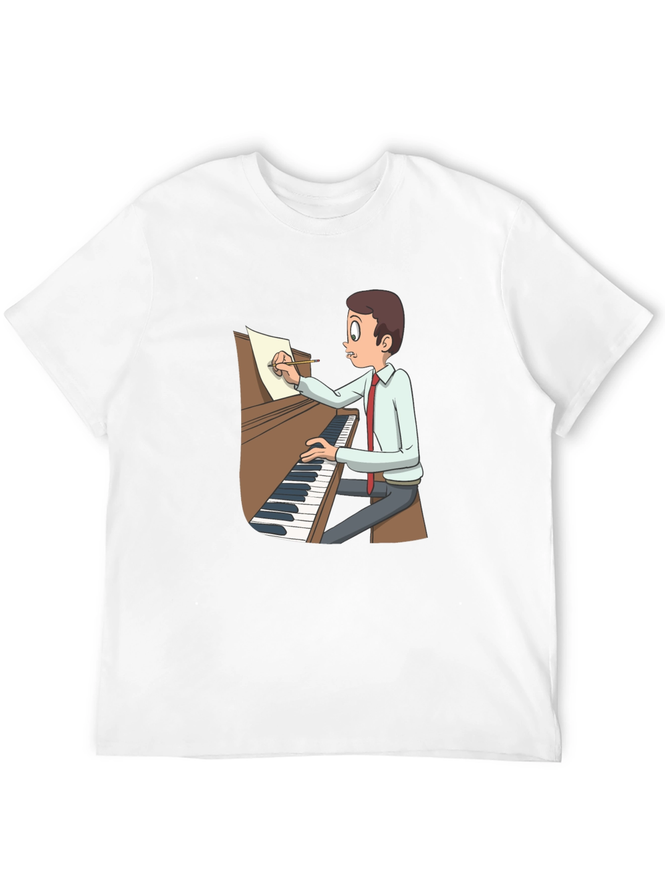 Cartoon Pianist T-Shirt - Music Lover Tee