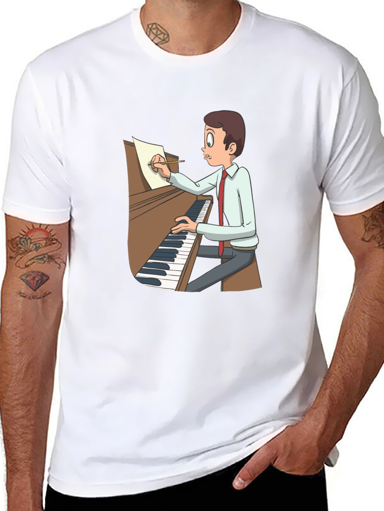 Cartoon Pianist T-Shirt - Music Lover Tee