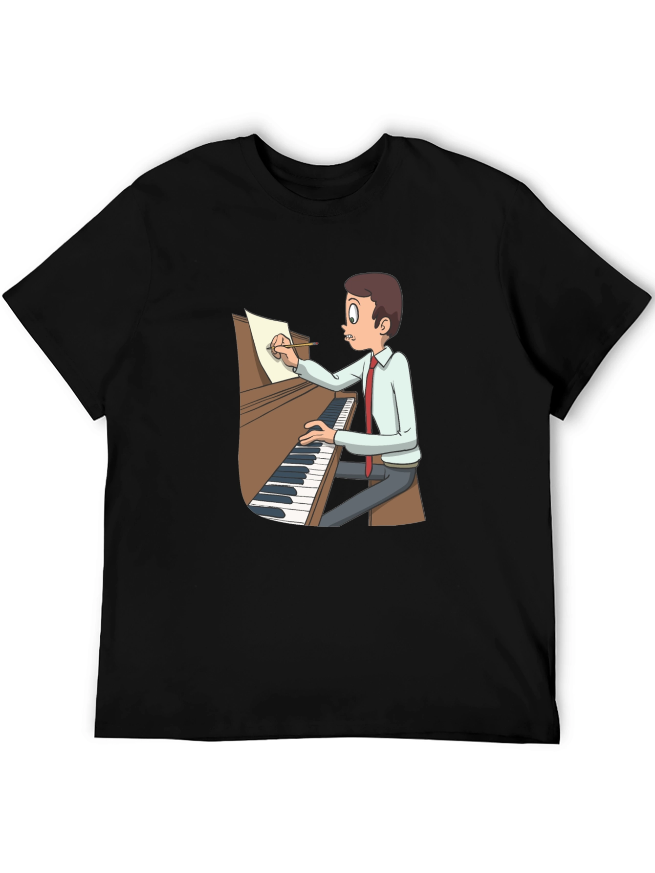 Cartoon Pianist T-Shirt - Music Lover Tee