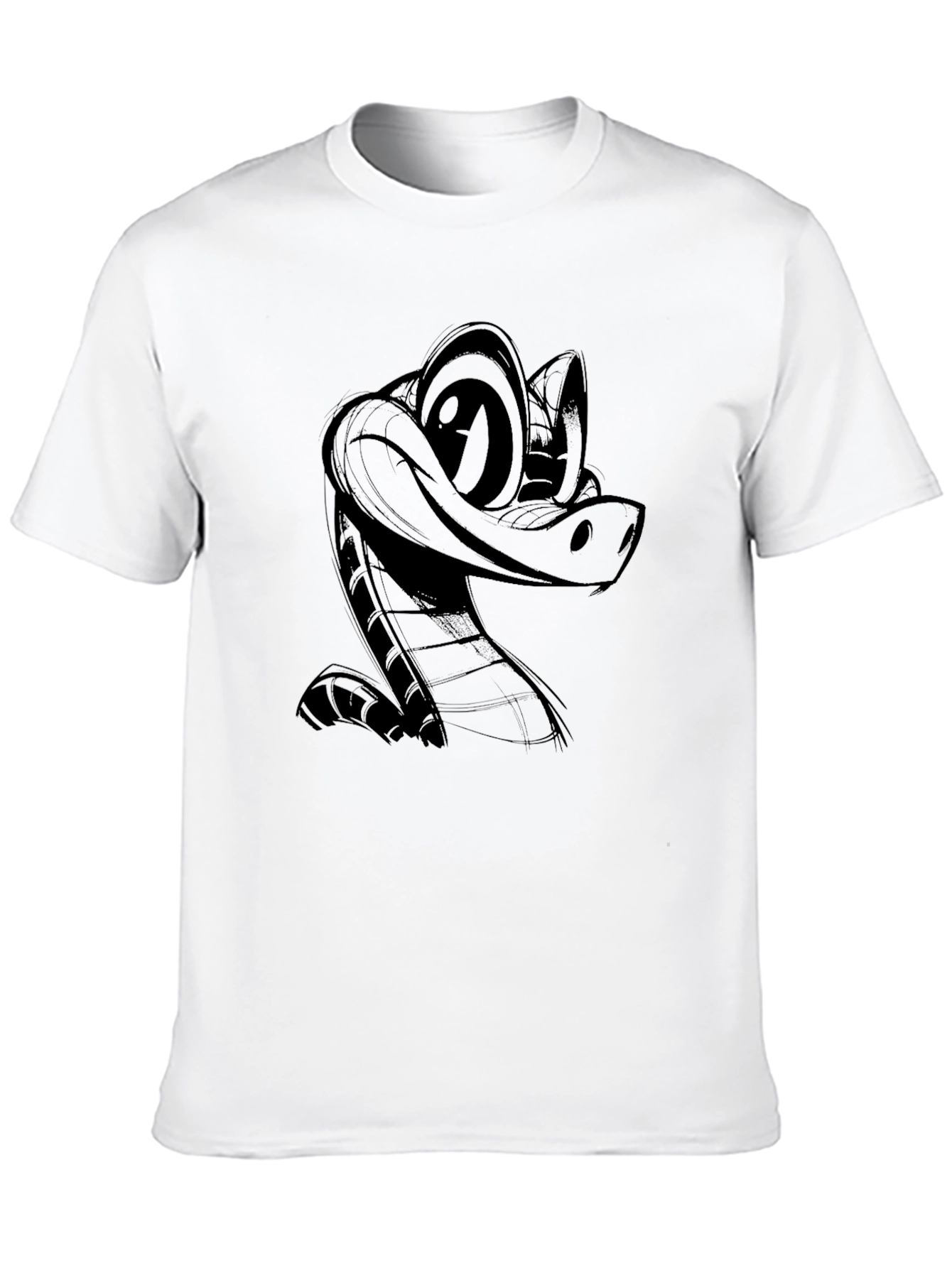 Cartoon Snake Black T-Shirt