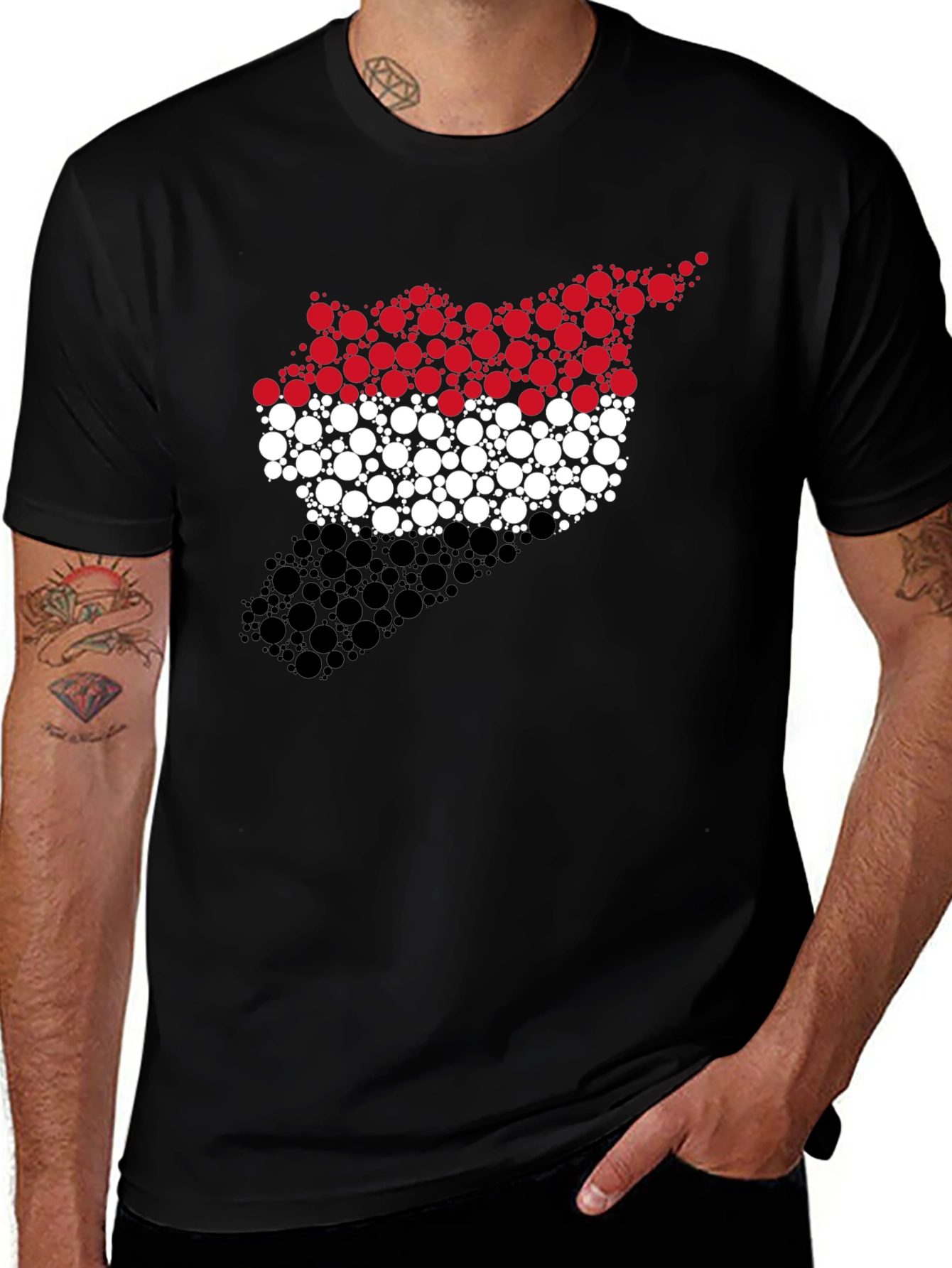 Indonesia Flag Circle Pattern Black T-Shirt