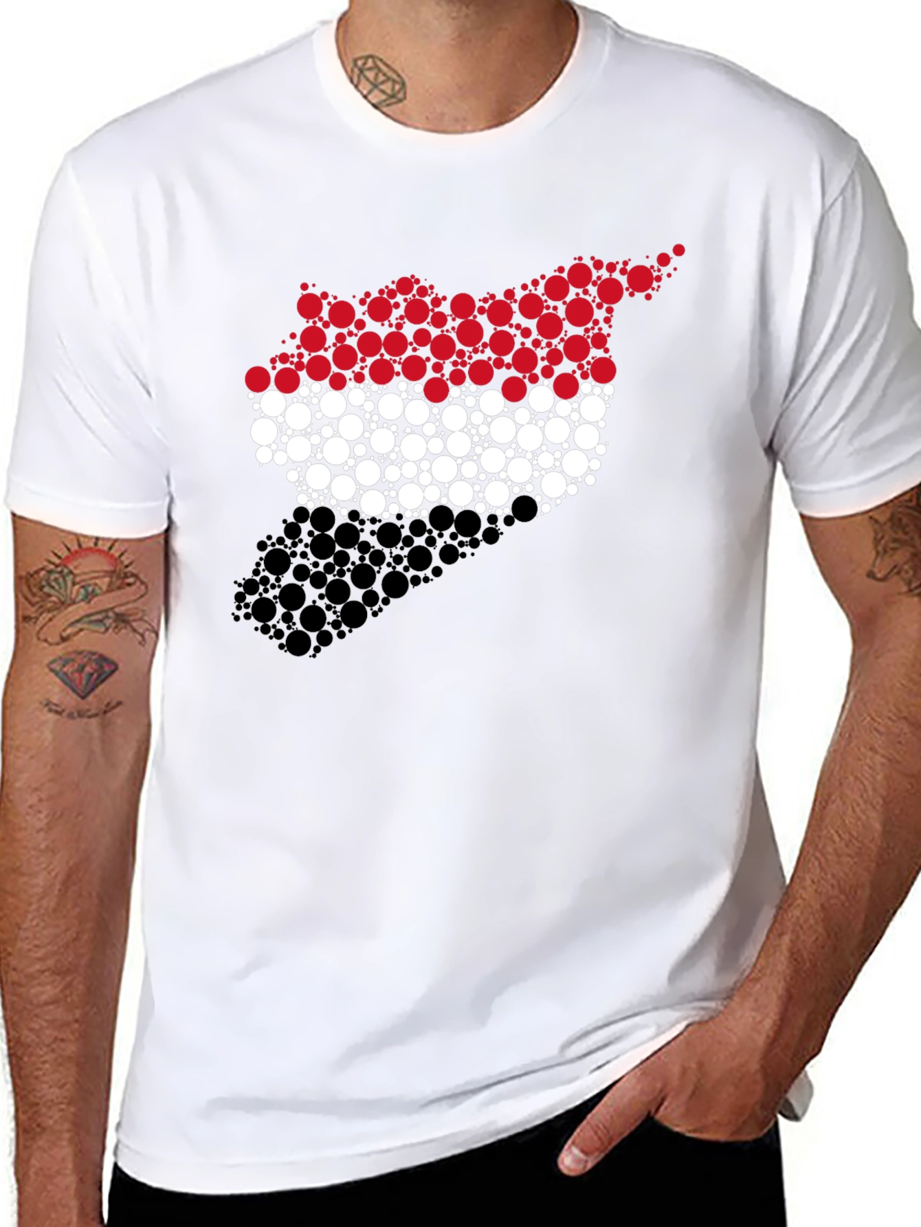 Indonesia Flag Circle Pattern Black T-Shirt
