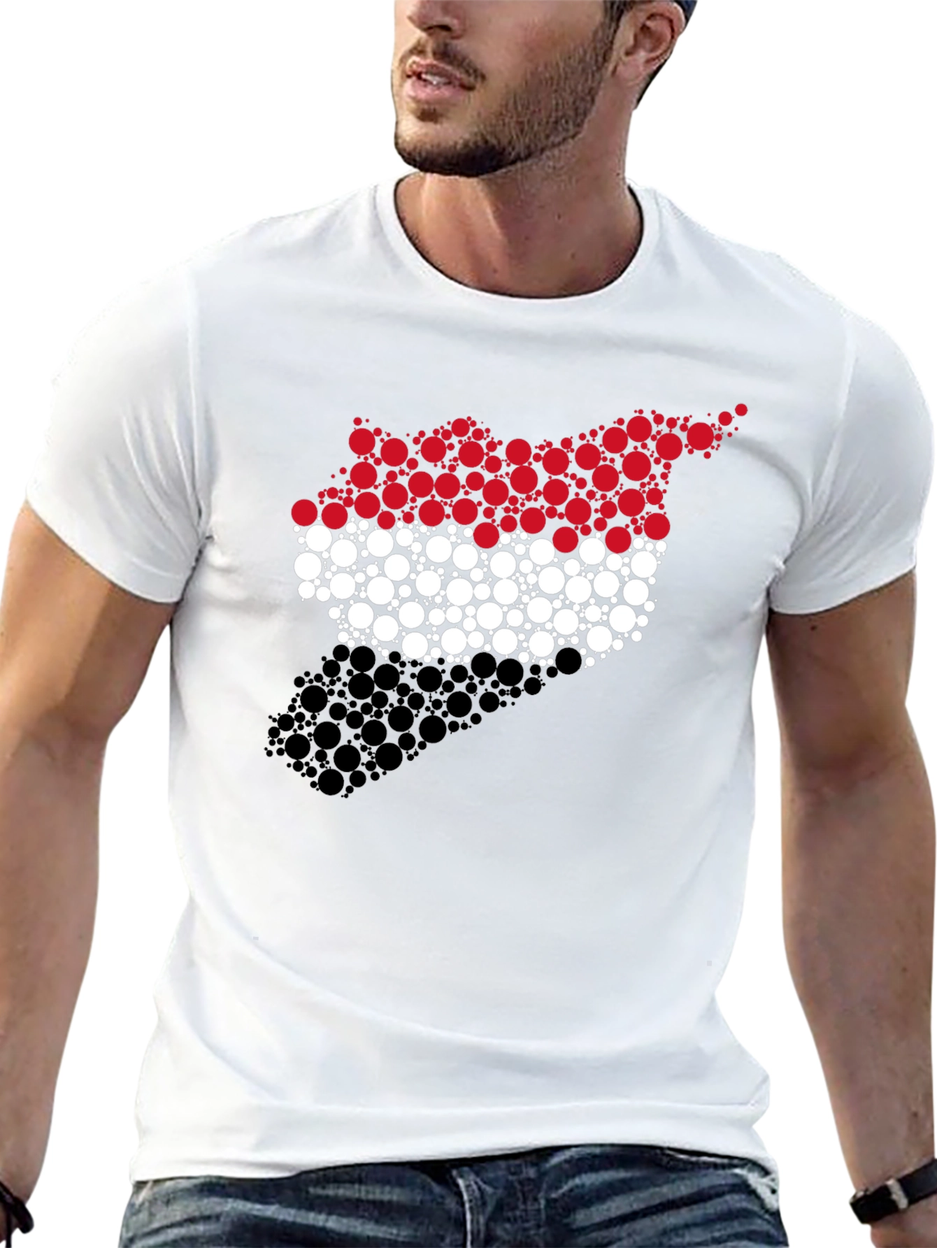 Indonesia Flag Circle Pattern Black T-Shirt