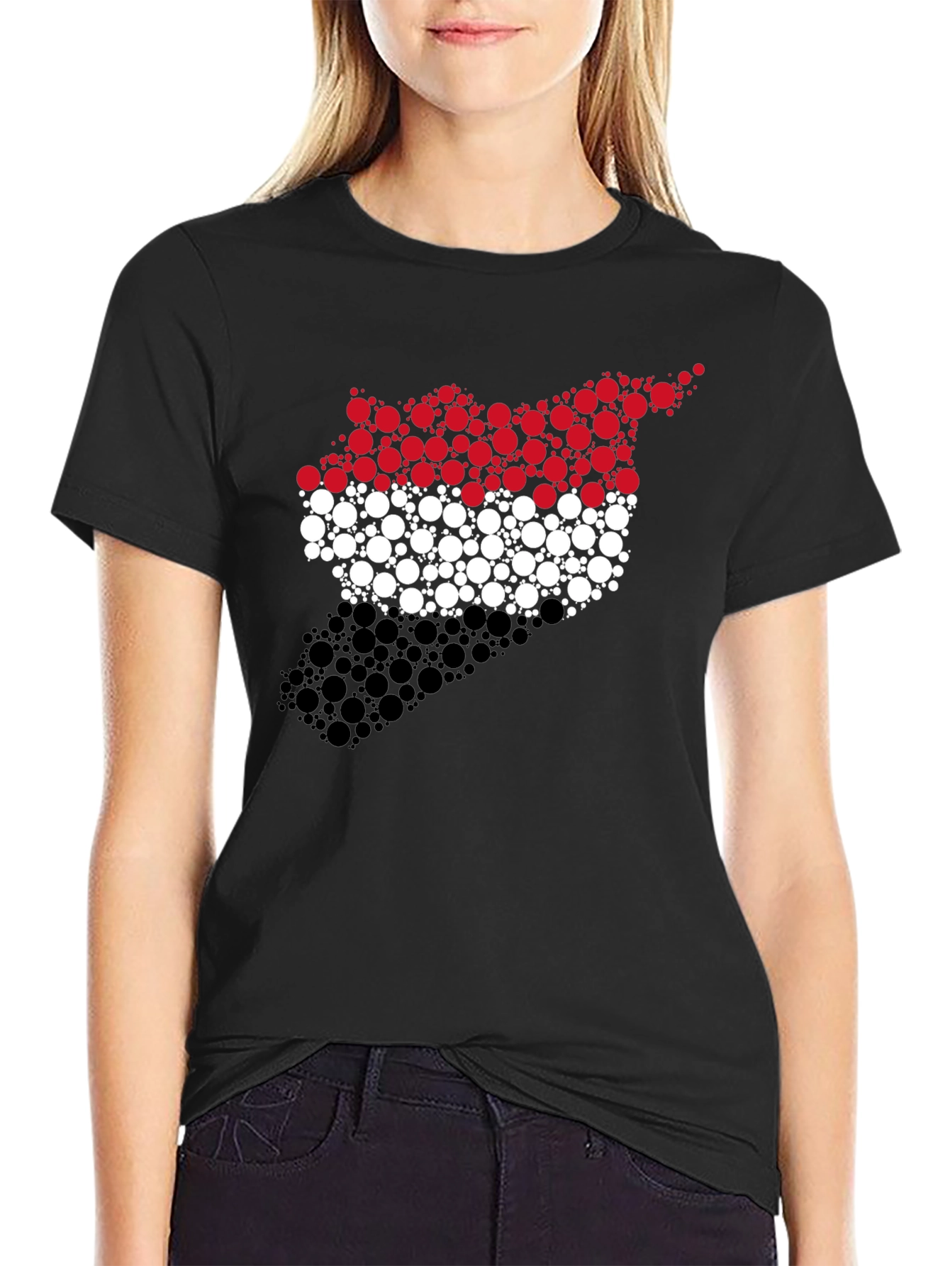 Indonesia Flag Circle Pattern Black T-Shirt