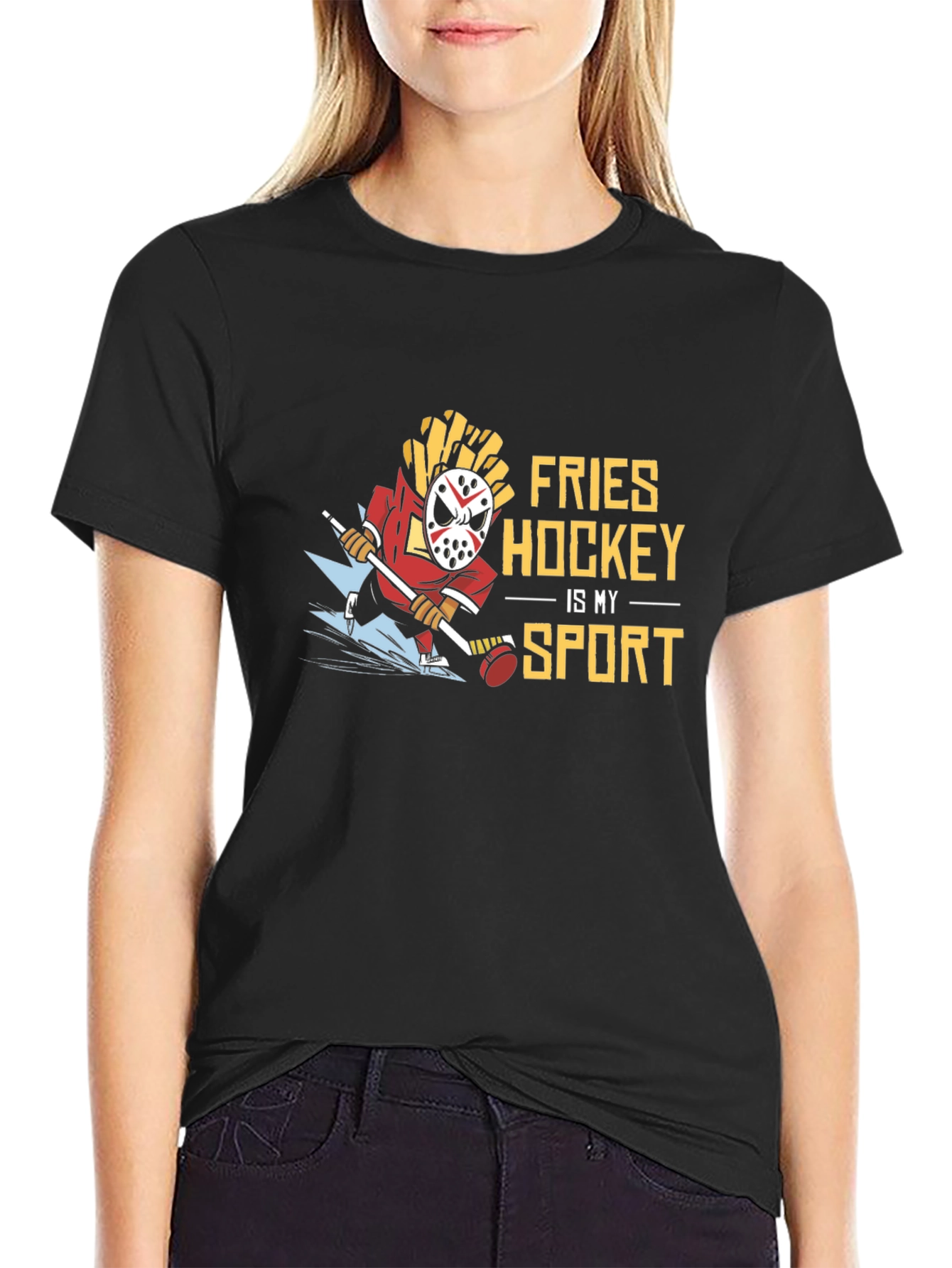 Fries Hockey Is My Sport Black T-Shirt
