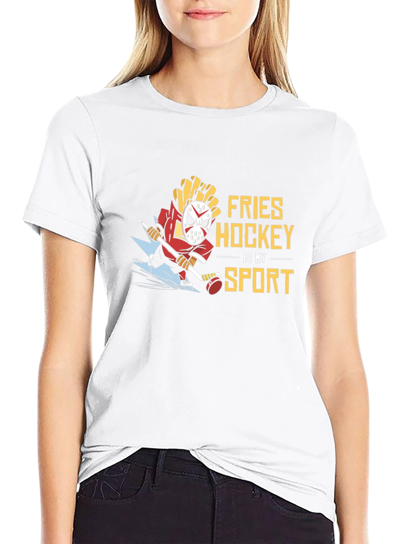 Fries Hockey Is My Sport Black T-Shirt