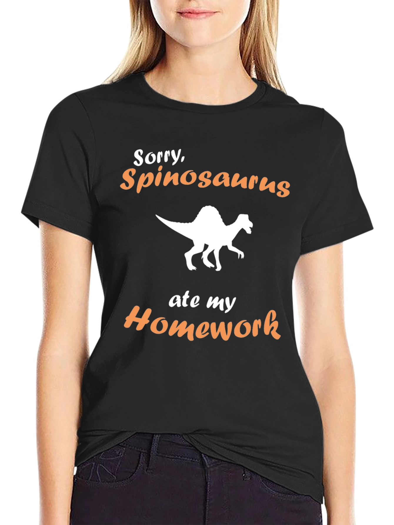 Funny Spinosaurus Ate My Homework Black T-Shirt