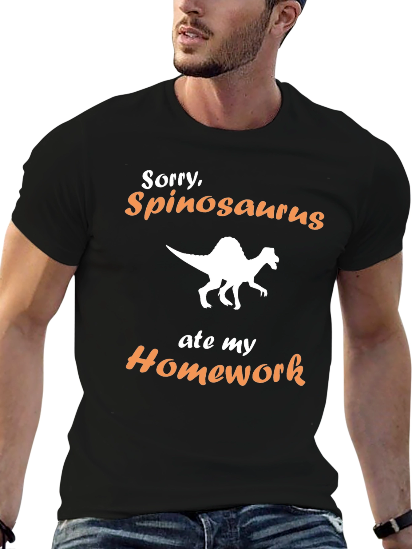 Funny Spinosaurus Ate My Homework Black T-Shirt
