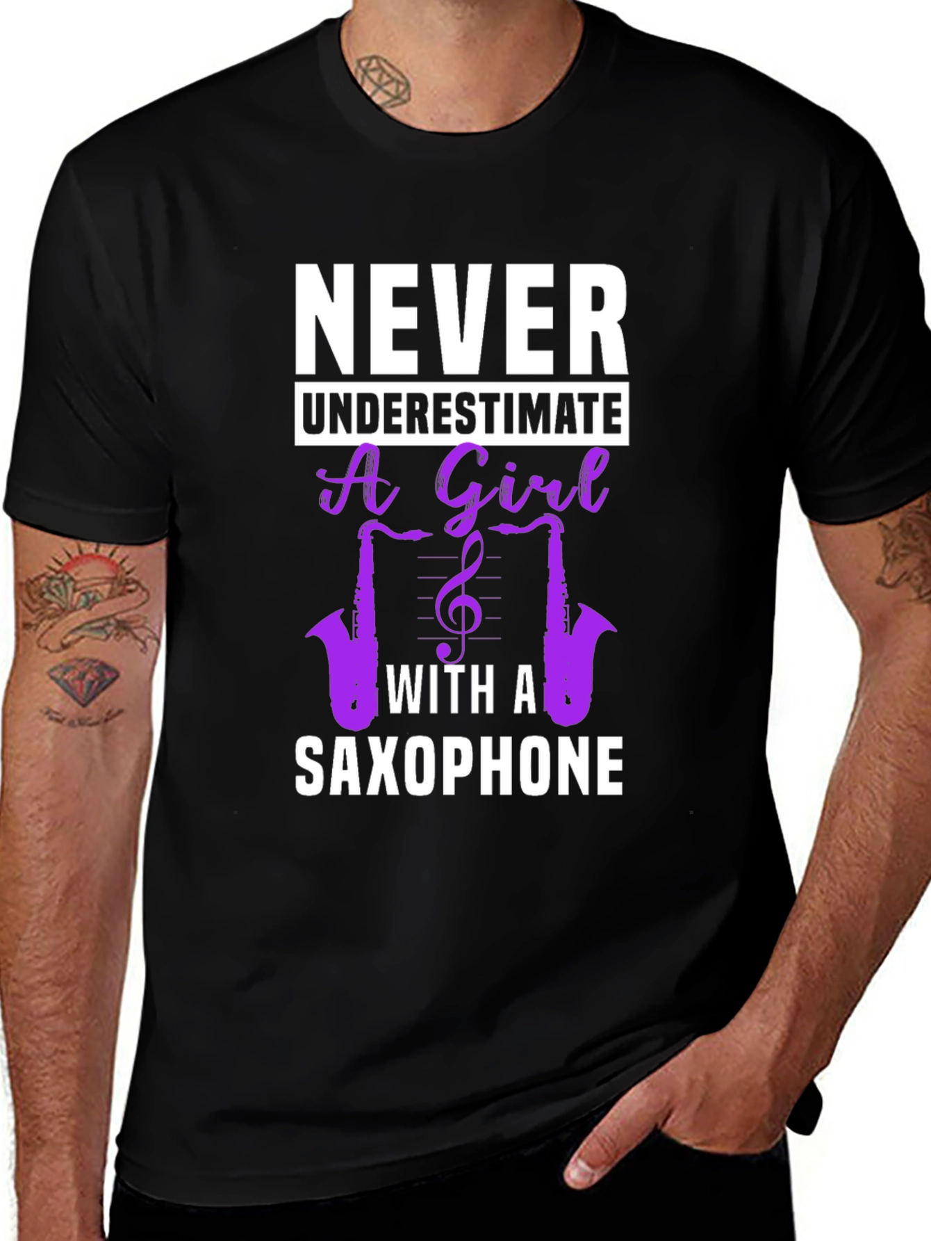Never Underestimate Saxophone Girl T-Shirt