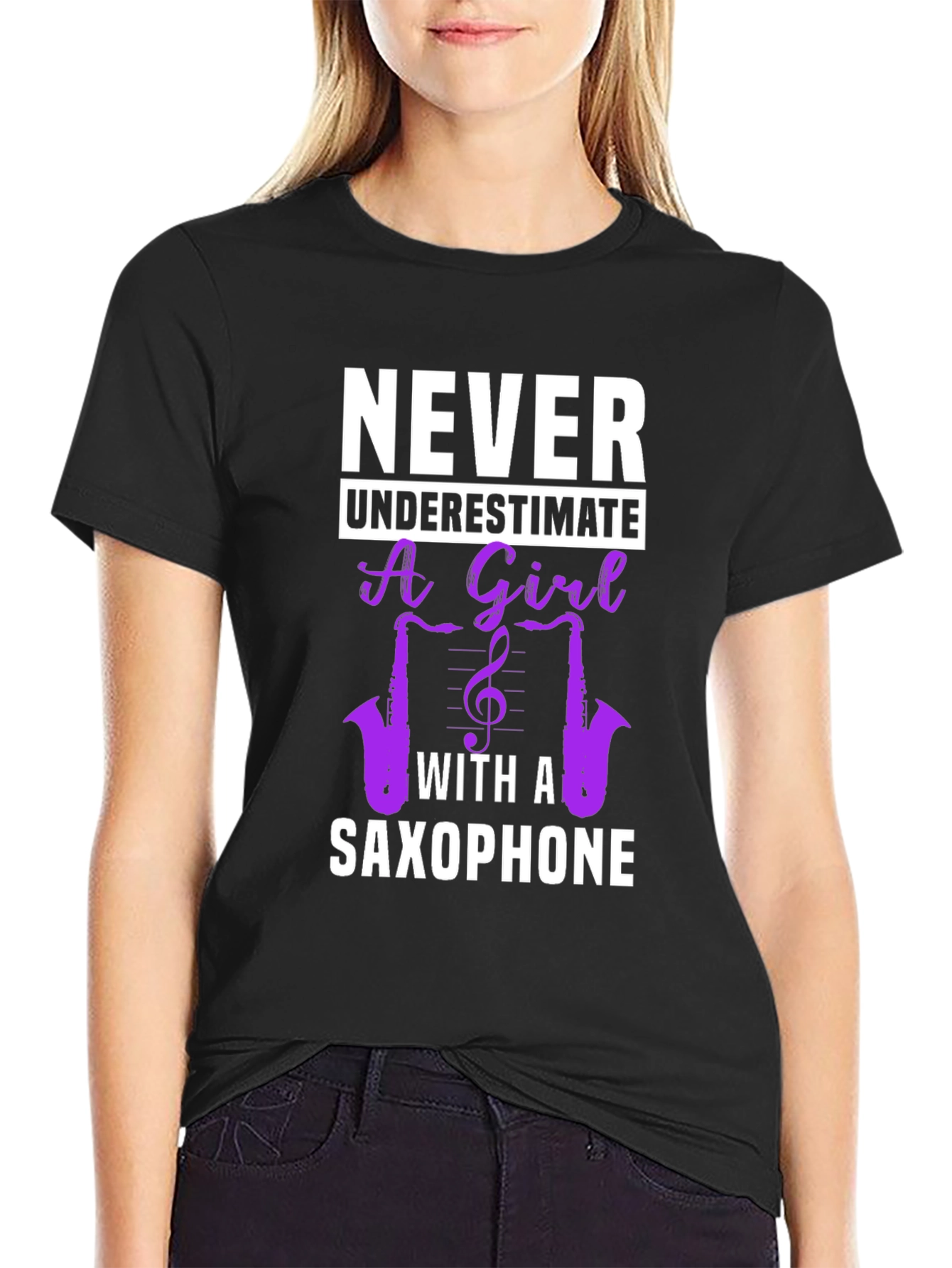 Never Underestimate Saxophone Girl T-Shirt