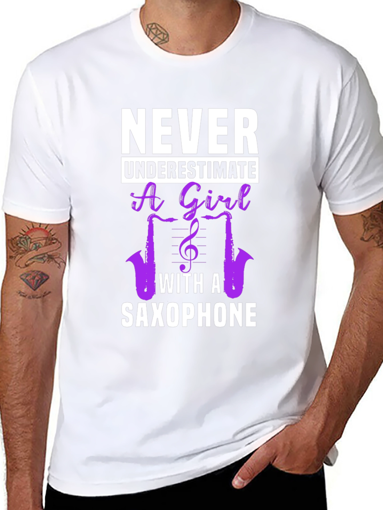 Never Underestimate Saxophone Girl T-Shirt