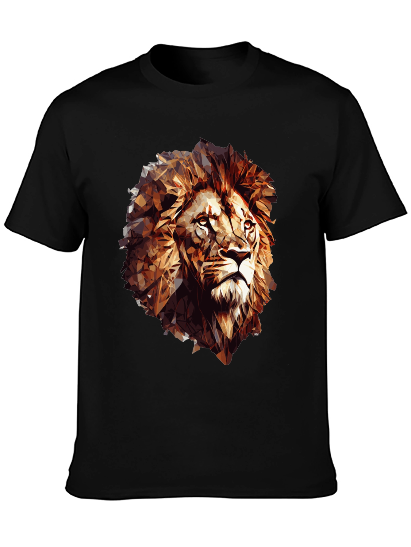 Geometric Lion Graphic Tee - Black