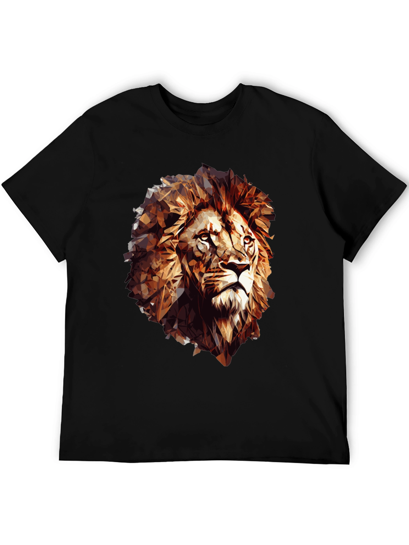 Geometric Lion Graphic Tee - Black