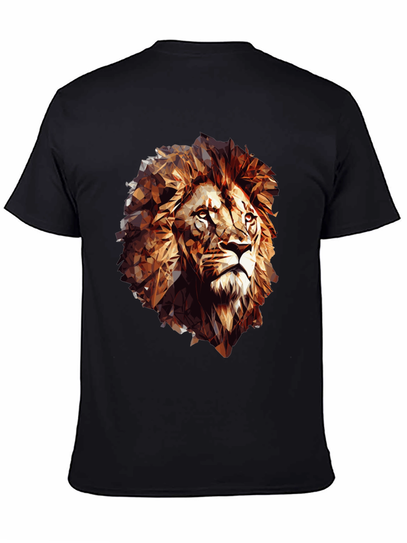 Geometric Lion Graphic Tee - Black