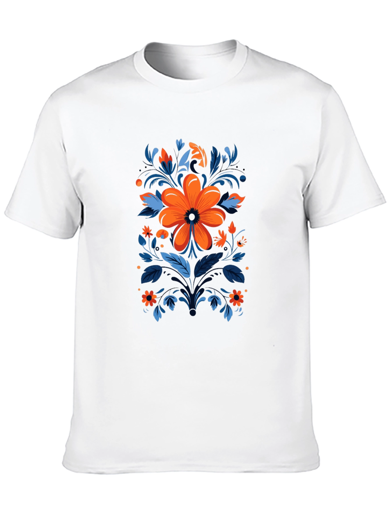 Floral Design Black T-Shirt