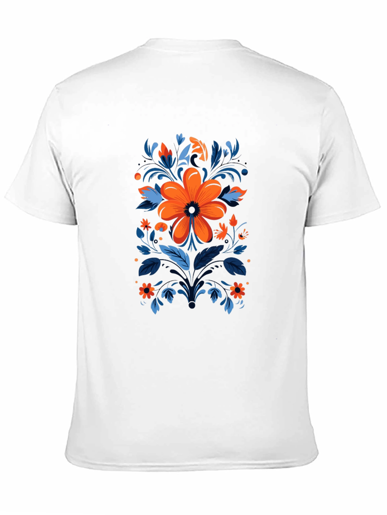 Floral Design Black T-Shirt