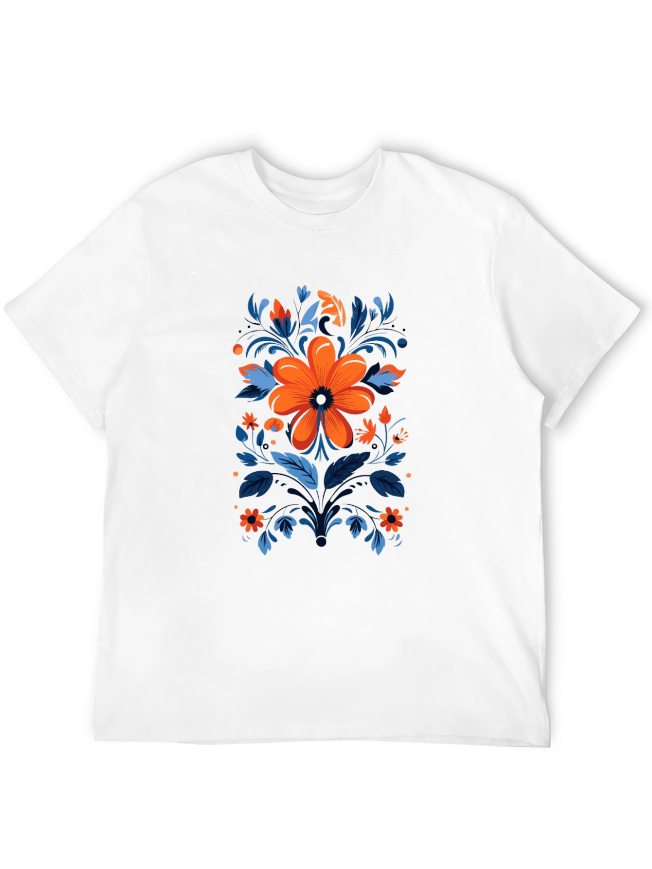 Floral Design Black T-Shirt