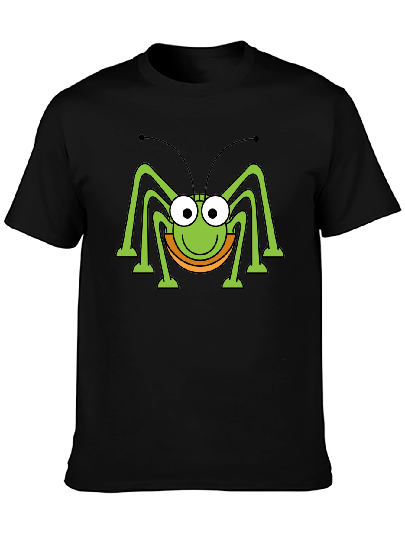 Funny Cartoon Bug Graphic Print Black T-Shirt