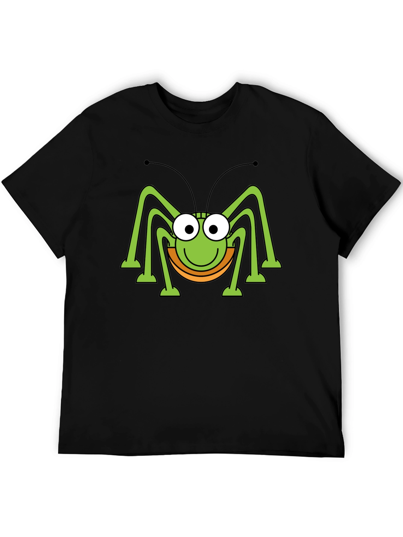 Funny Cartoon Bug Graphic Print Black T-Shirt