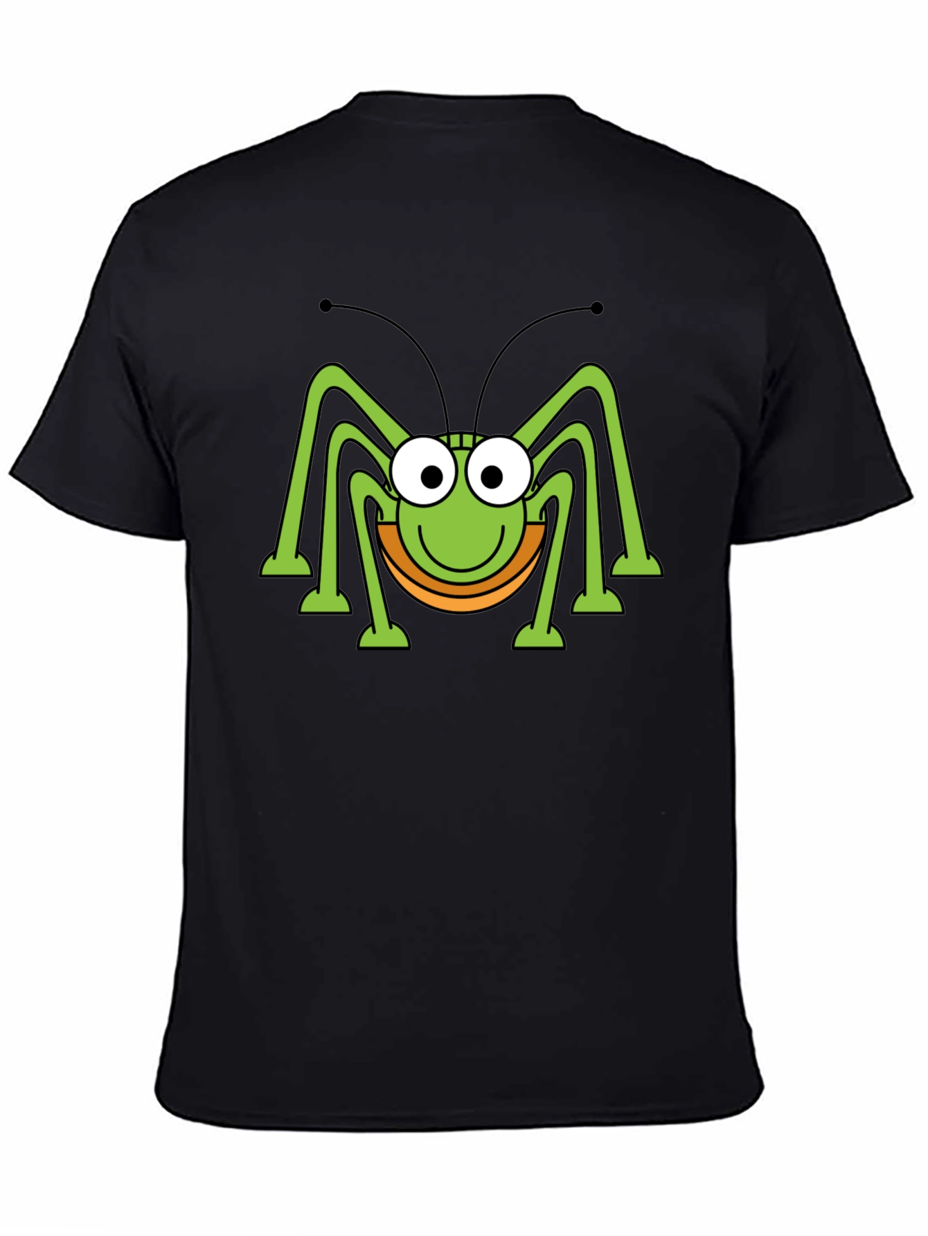 Funny Cartoon Bug Graphic Print Black T-Shirt