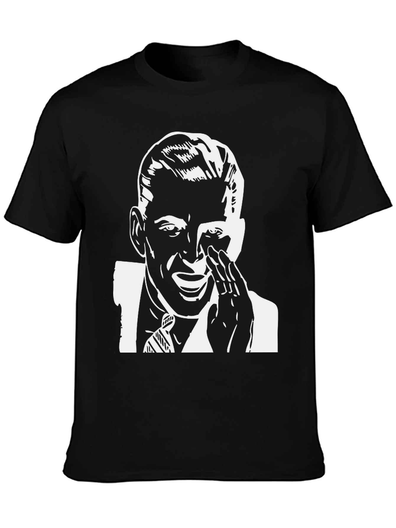 Retro Black T-Shirt with Crying Man Graphic