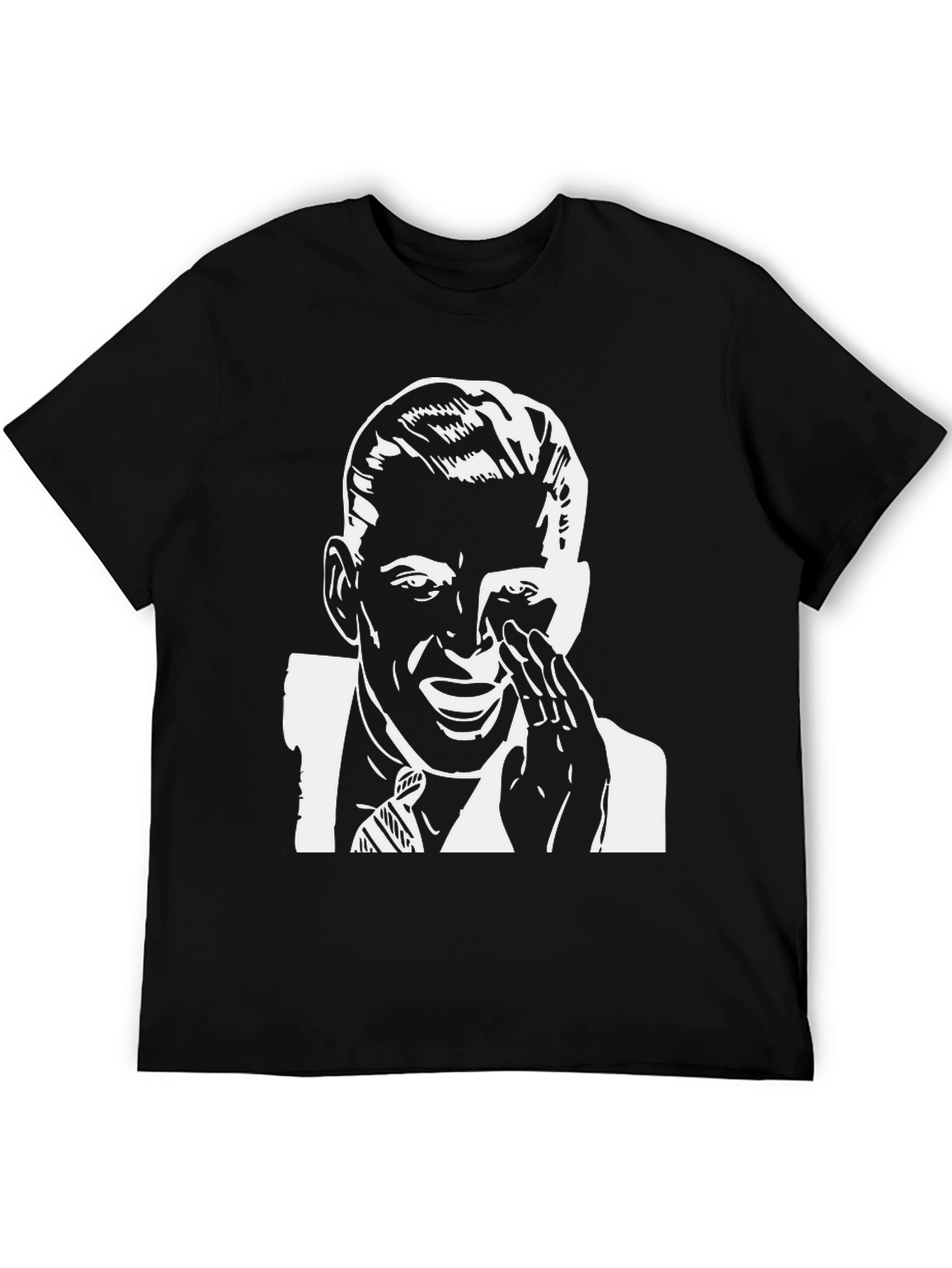 Retro Black T-Shirt with Crying Man Graphic