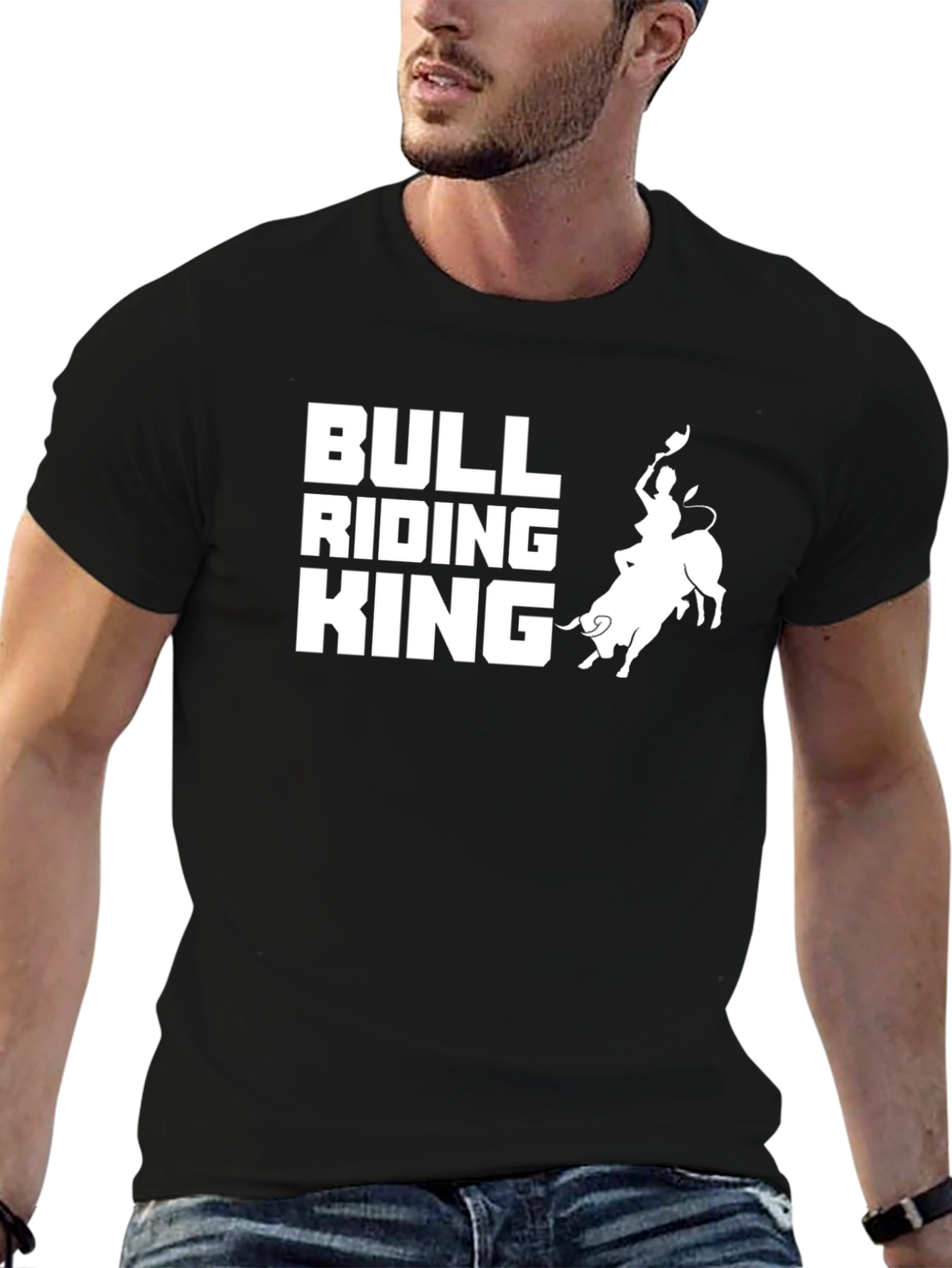 Bull Riding King Graphic Tee - Black Cotton T-Shirt