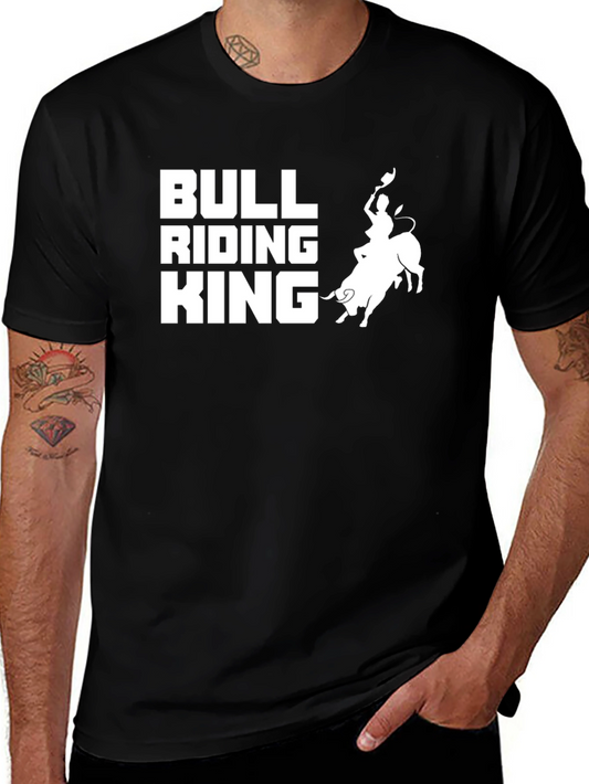 Bull Riding King Graphic Tee - Black Cotton T-Shirt