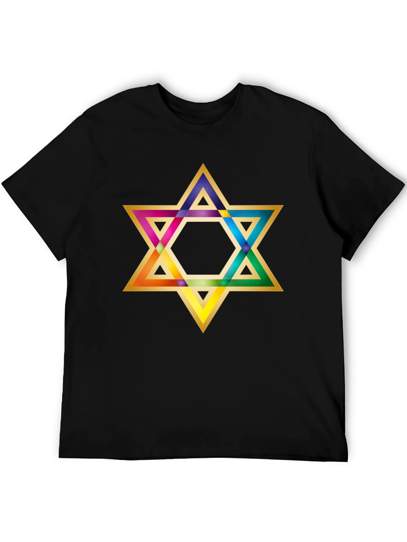 Rainbow Star of David Black T-Shirt