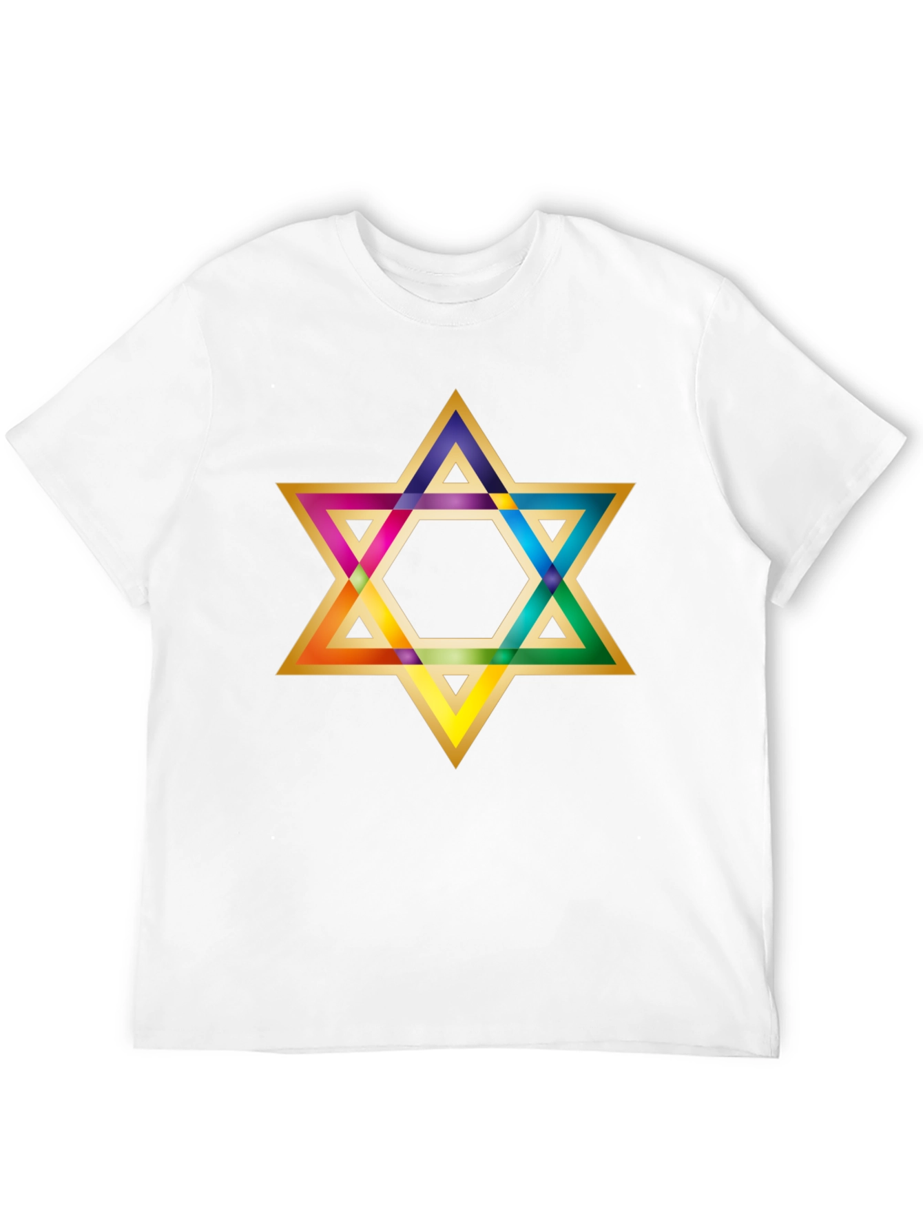 Rainbow Star of David Black T-Shirt