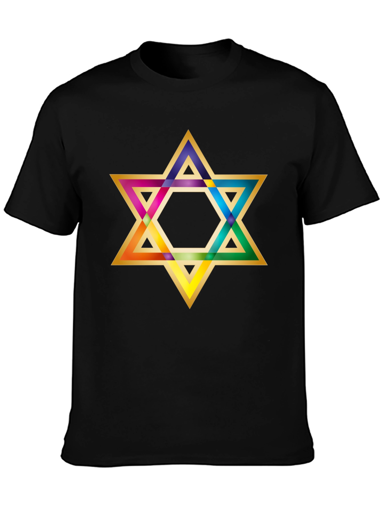 Rainbow Star of David Black T-Shirt