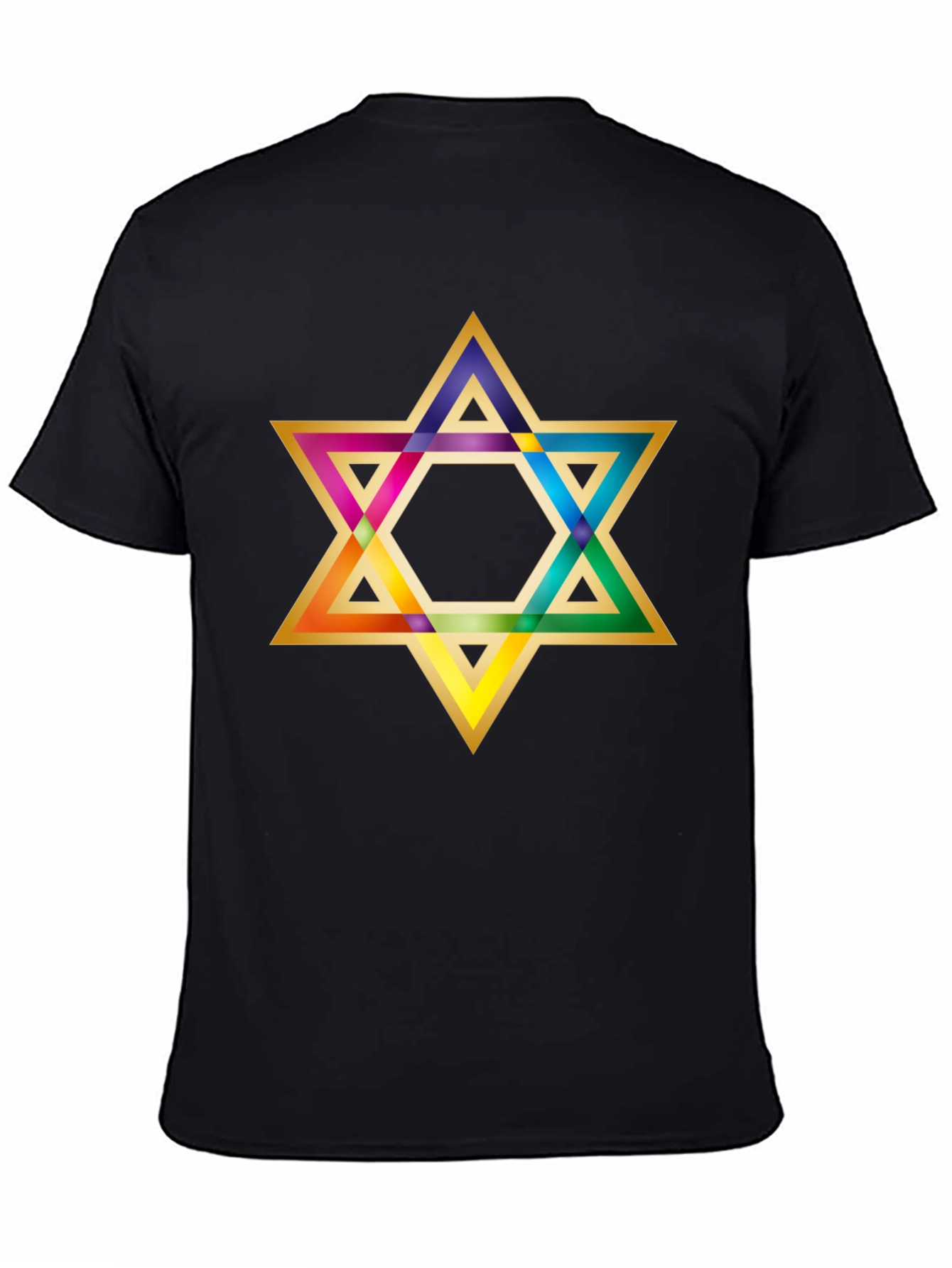 Rainbow Star of David Black T-Shirt