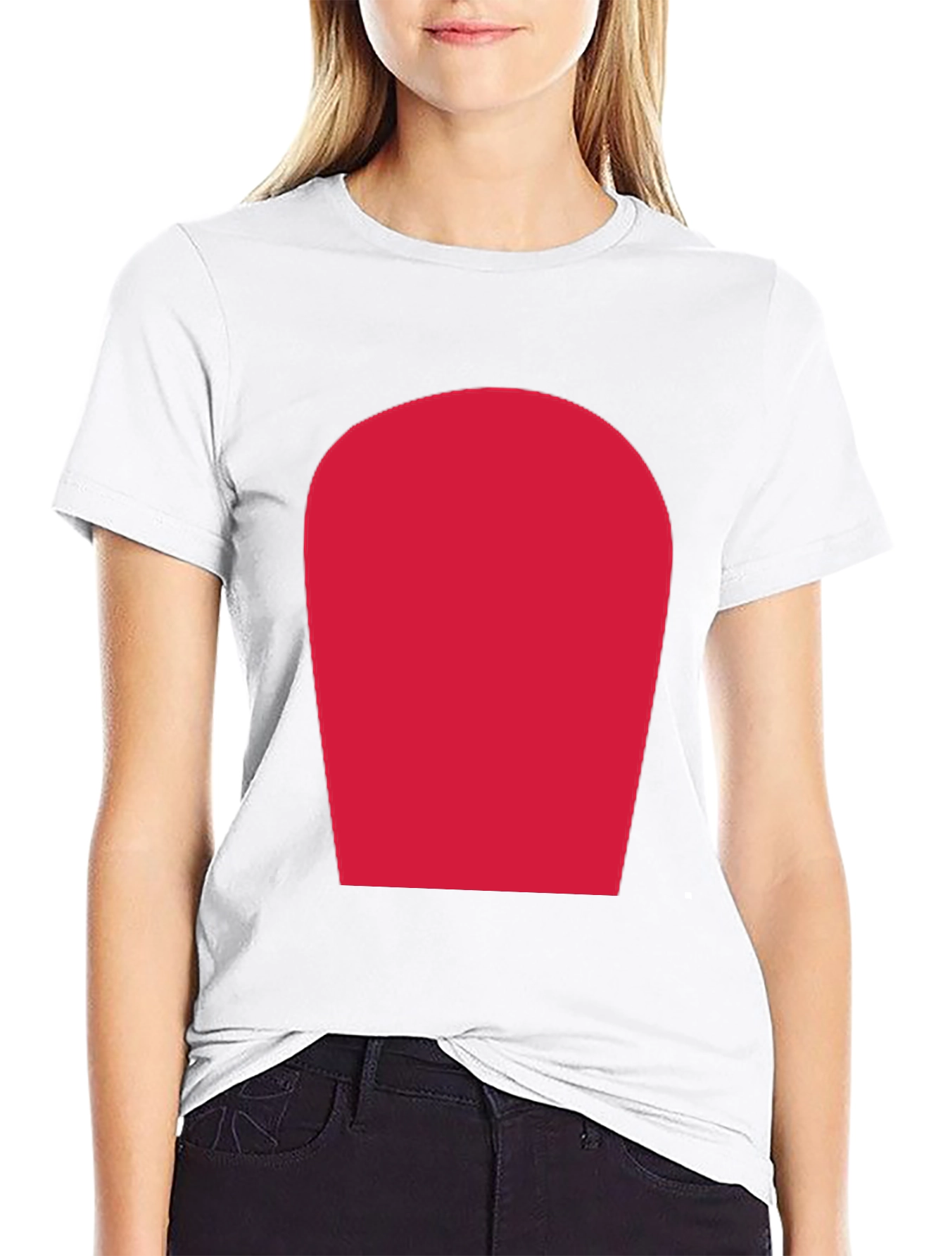 Simple Black T-Shirt with Bold Red Rectangle Design
