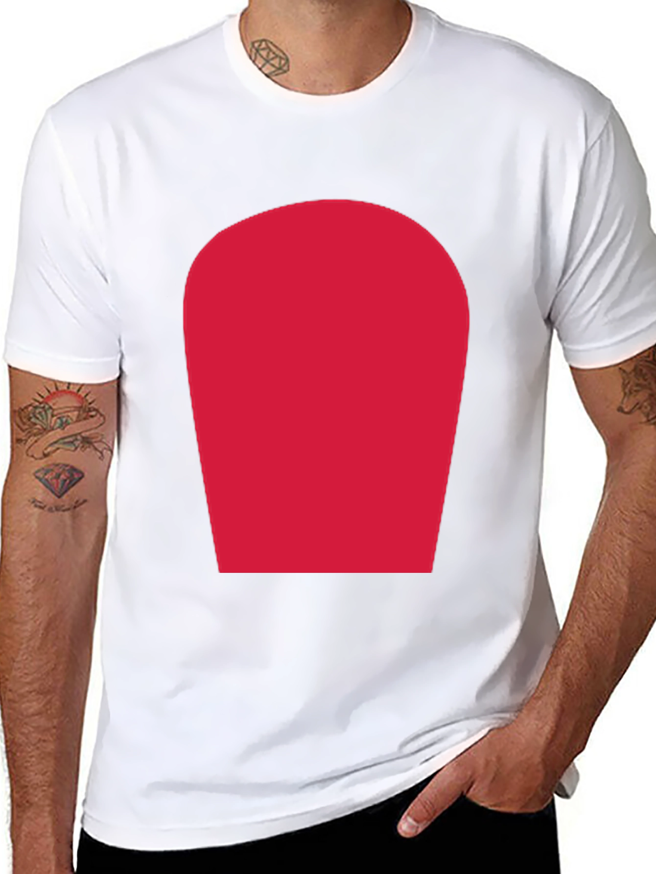 Simple Black T-Shirt with Bold Red Rectangle Design