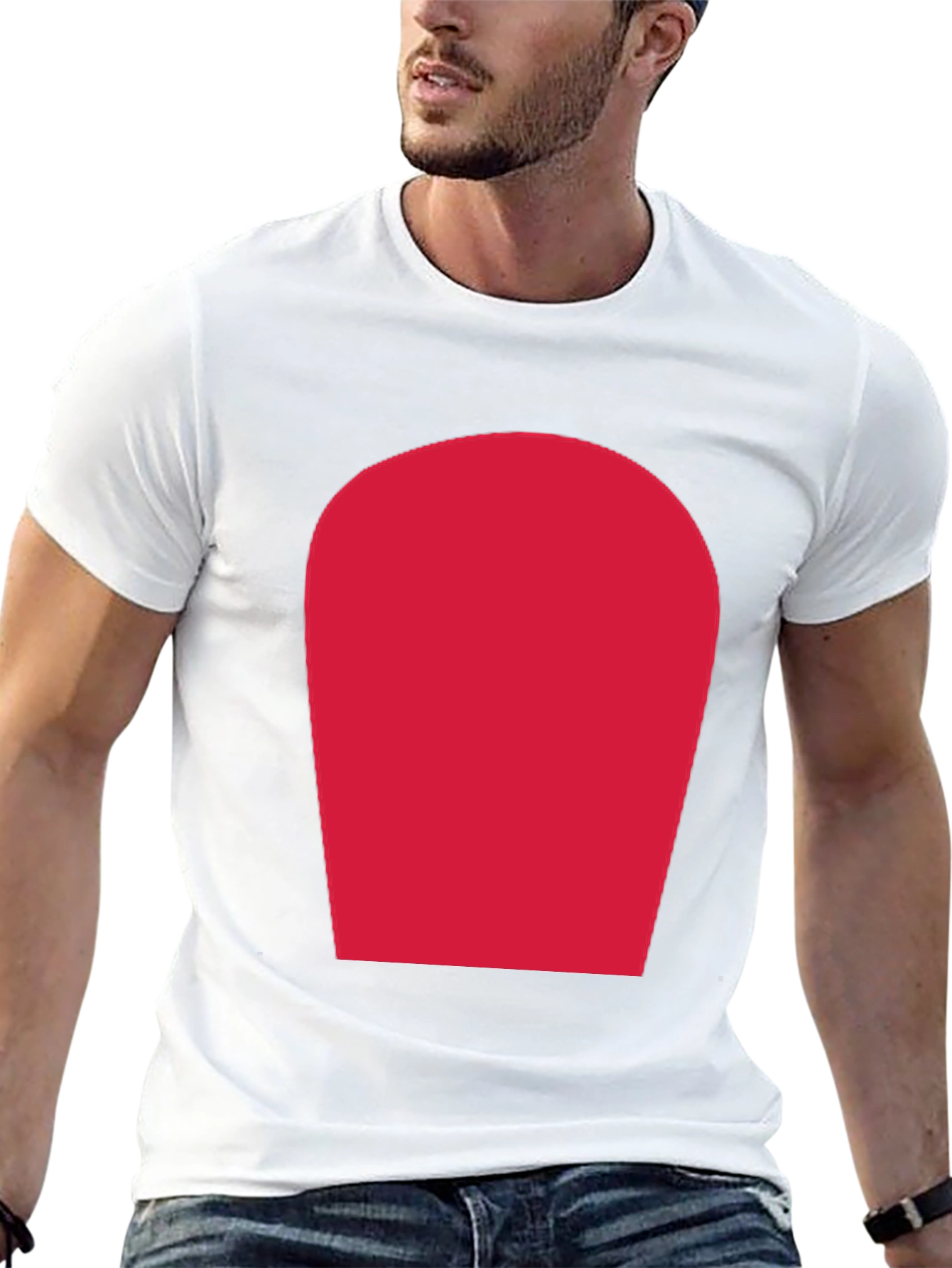 Simple Black T-Shirt with Bold Red Rectangle Design